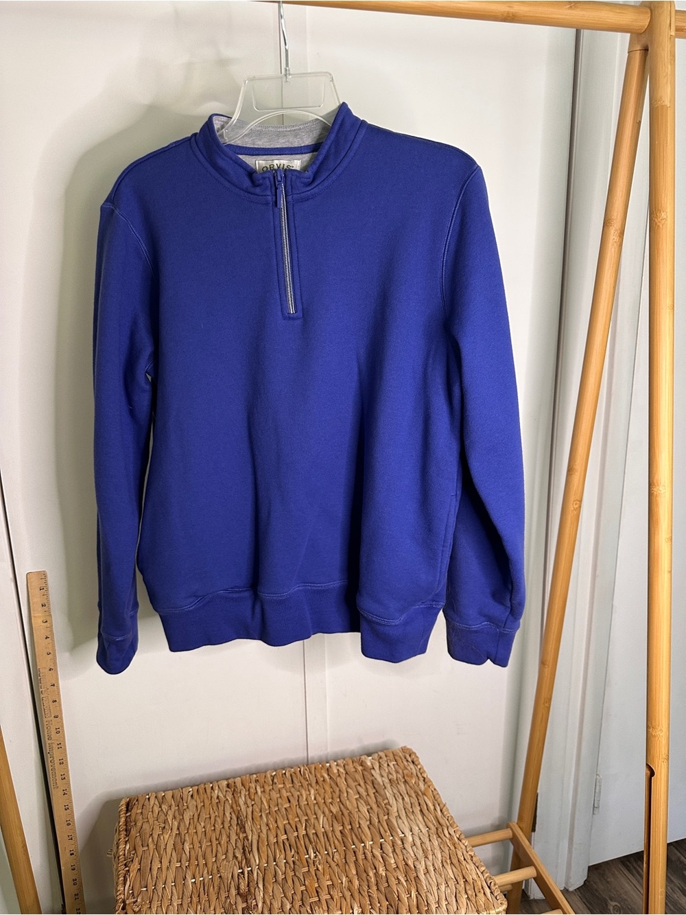 Orvis women’s Zip-Neck Sweater in Cobalt Blue